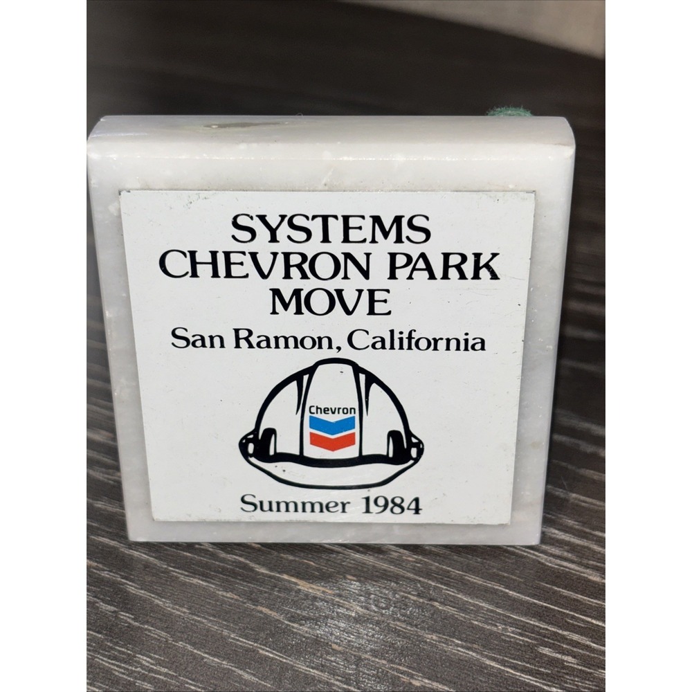 Chevron Park Move San Ramón Ca Summer 1984 Vintage Plaque